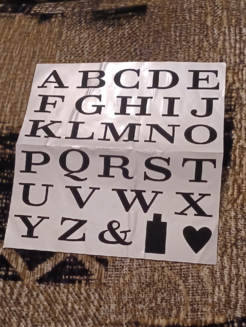 $4 Add-on New Black Velour Alphabet Letter Decal Sheet